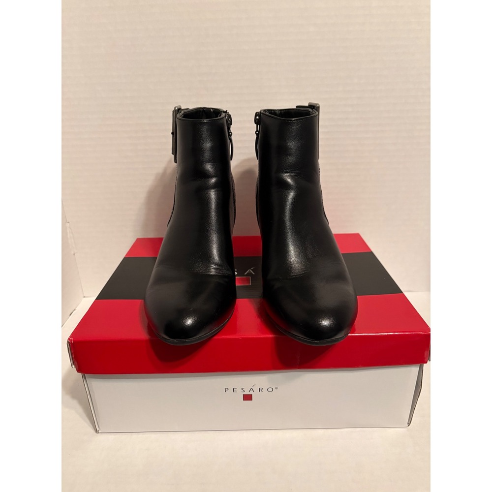 Pesaro Denise Black Wedge Ankle Boots Quilted Buckle Booties 7 123173
